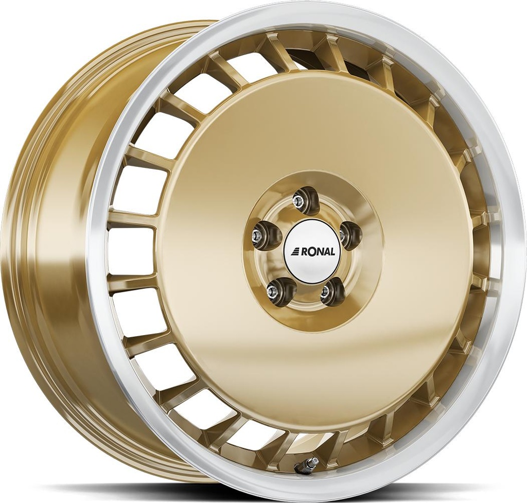 RONAL R50 AERO RACING GOLD RIM LIP CUT 8x18 5/112 ET45 CB76