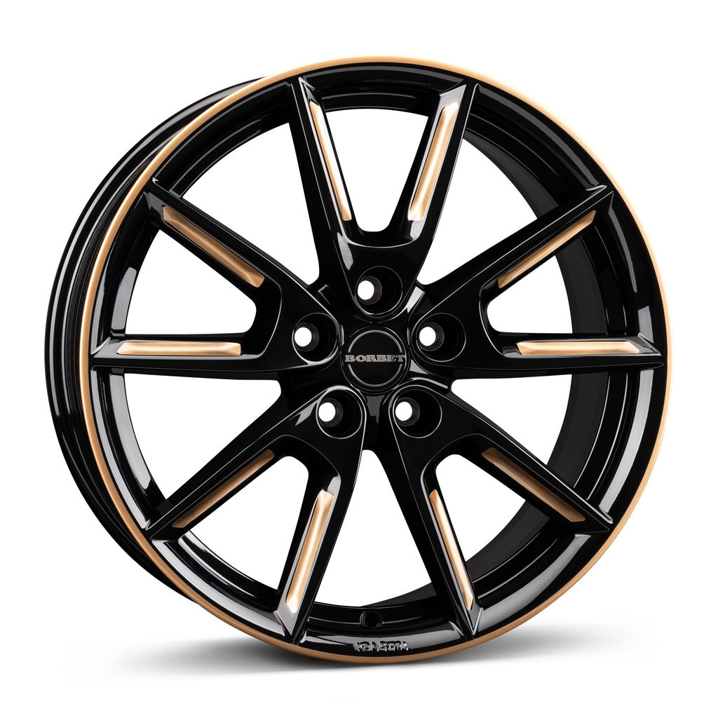 BORBET LX18 BLACK GLOSS GOLD SPOKE RIM 8x18 5/112 ET40 CB66.6