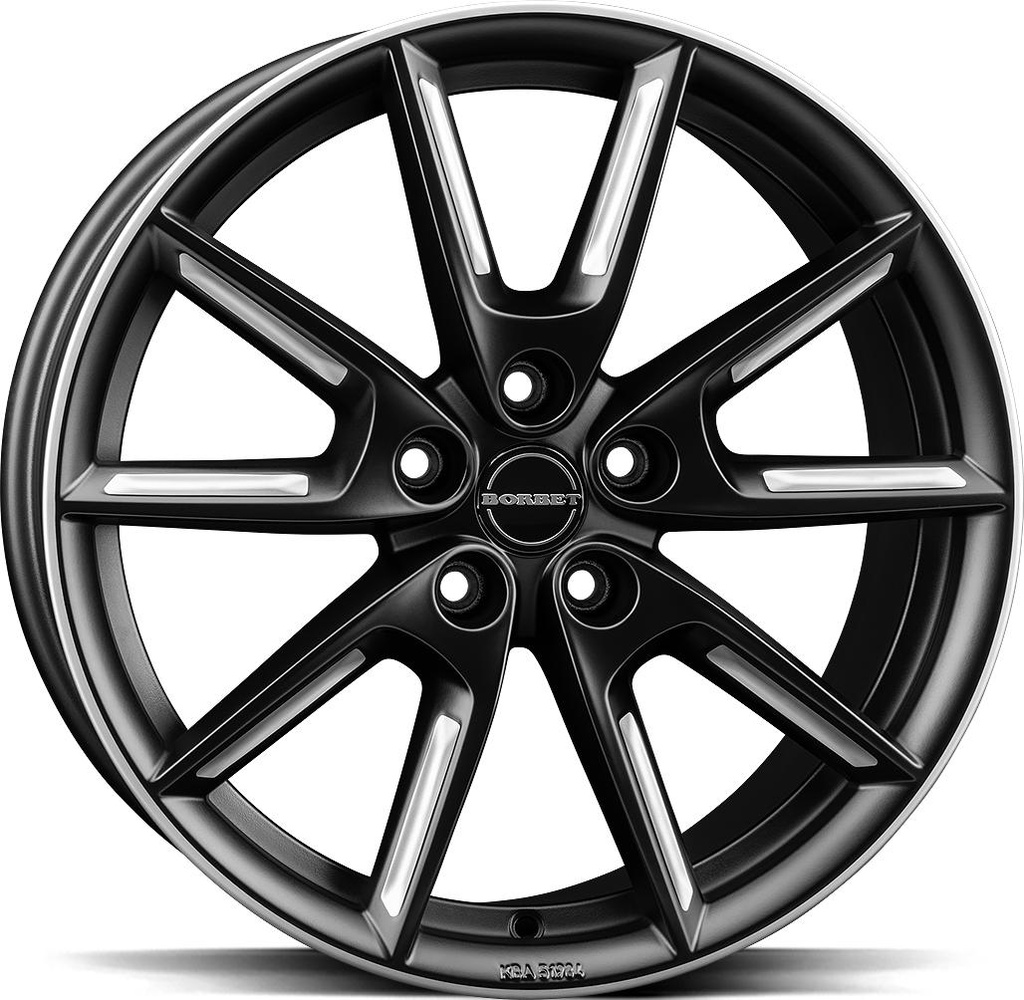 BORBET LX19 BLACK MATT SILV SPOKE RIM 8x19 5/112 ET44 CB66.5